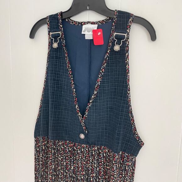 90s Vintage ZOE California Blue Maxi Overall Jumper Dress Grunge Modest Womens L - Picture 3 of 9